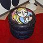 a stool with old tires